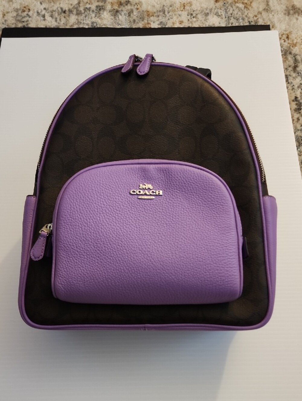Coach Court Signature Canvas Mini Backpack in Lavender and Brown. E2321-6671. - Picture 12 of 16